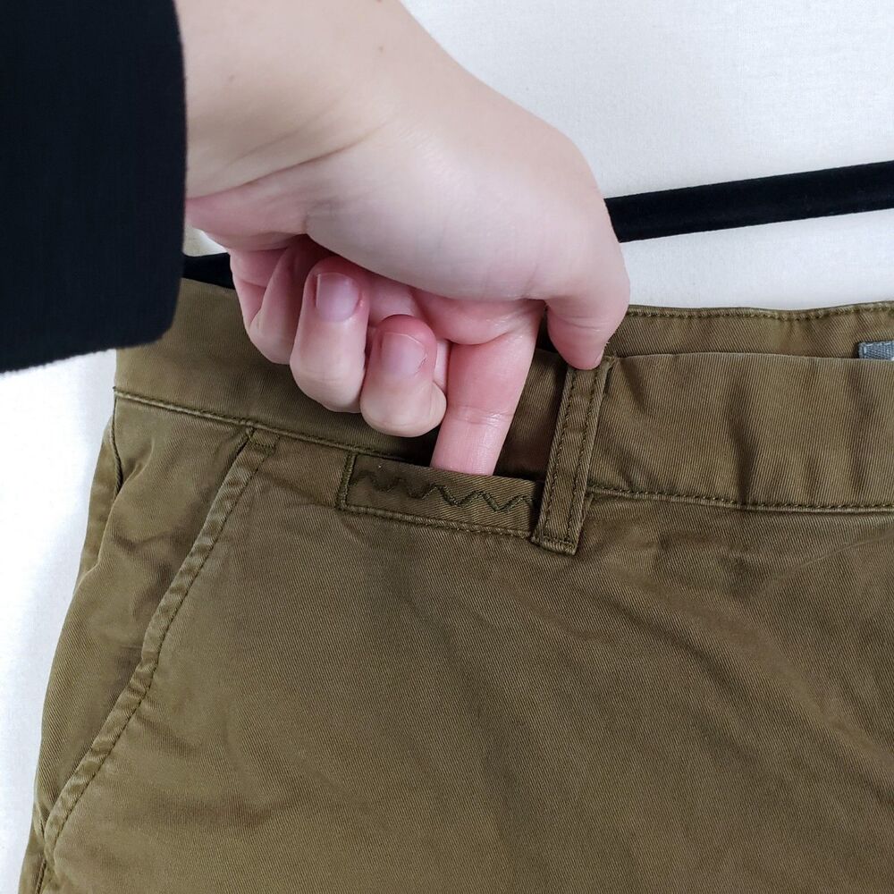 Garnet Hill Chino Shorts Womens 14 Olive Green Khakis Casual Organic Cotton - Picture 4 of 9